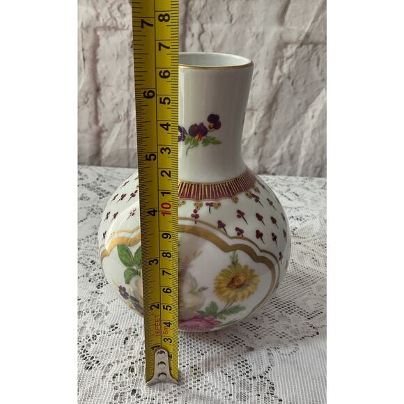 Elios hand painted floral vase china bouquet Chinese porcelain pottery Metallic - Picture 2 of 6